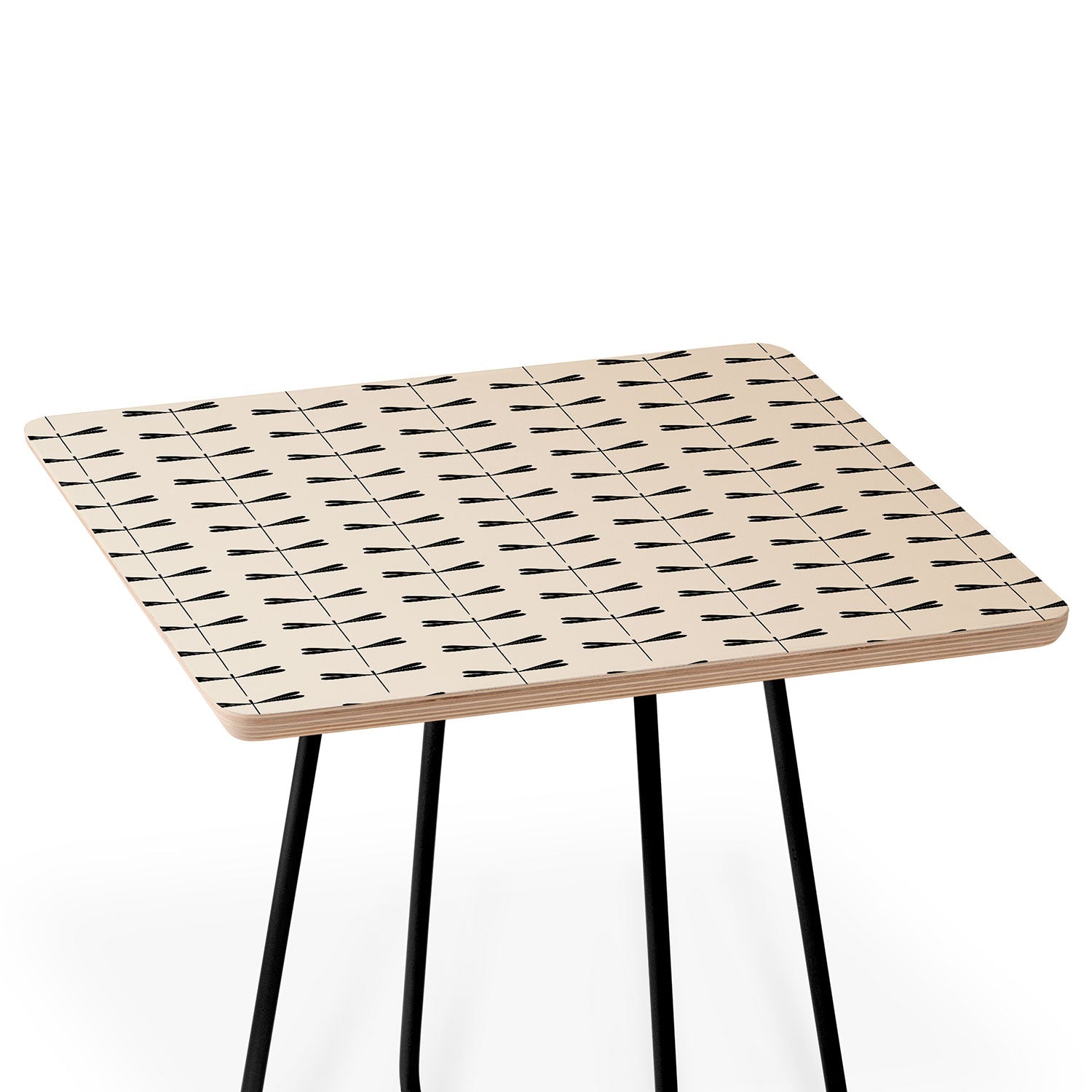 Colour Poems Dragonfly Pattern Black White Side Table