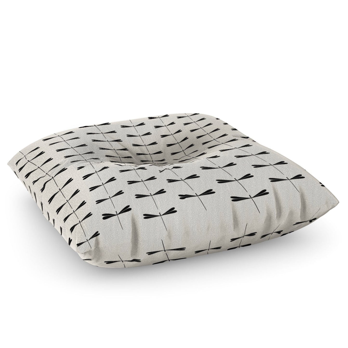 Colour Poems Dragonfly Pattern Black White Floor Pillow Square