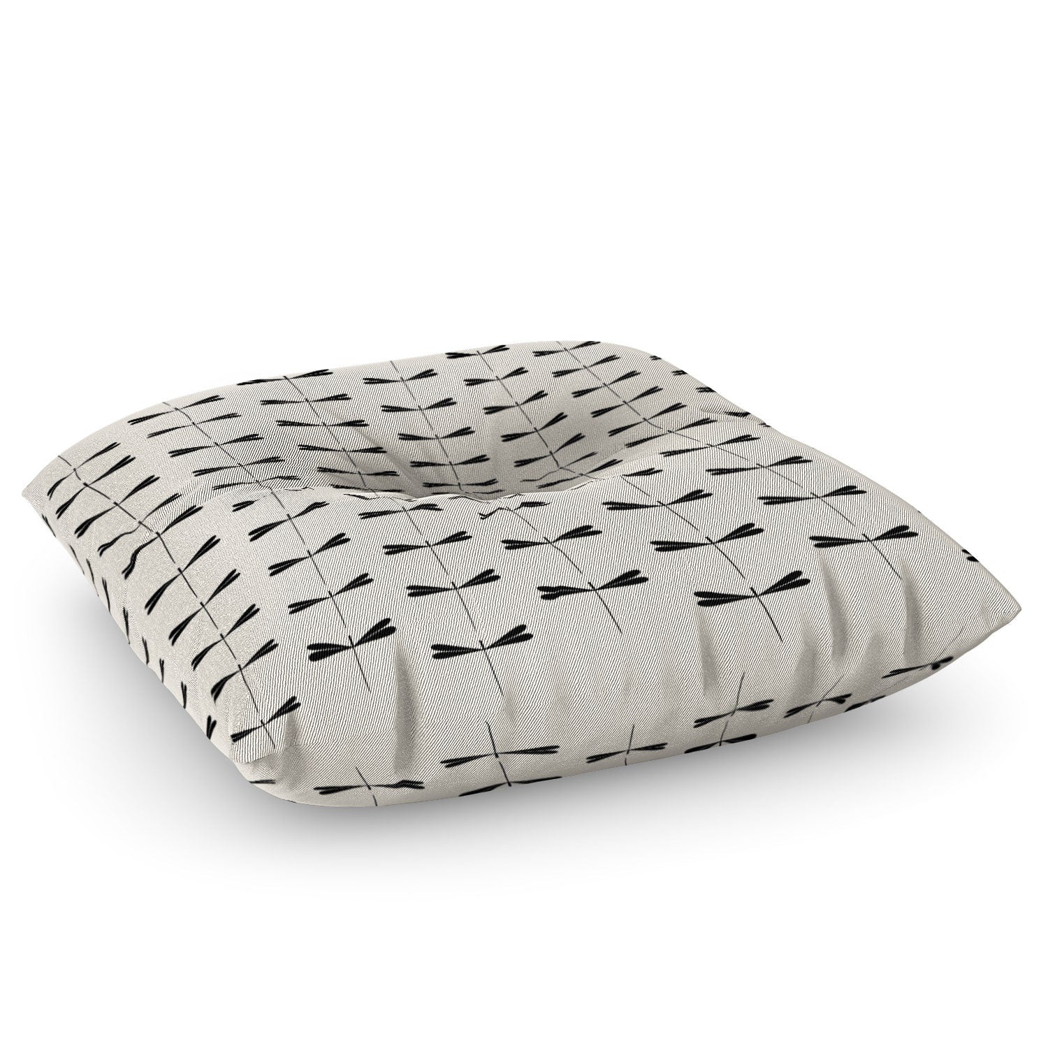Colour Poems Dragonfly Pattern Black White Floor Pillow Square