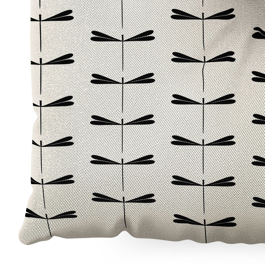 Colour Poems Dragonfly Pattern Black White Floor Pillow Square