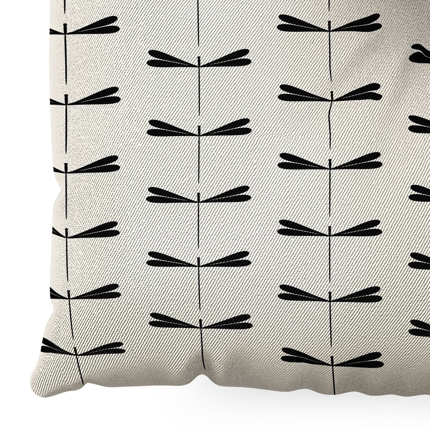 Colour Poems Dragonfly Pattern Black White Floor Pillow Square