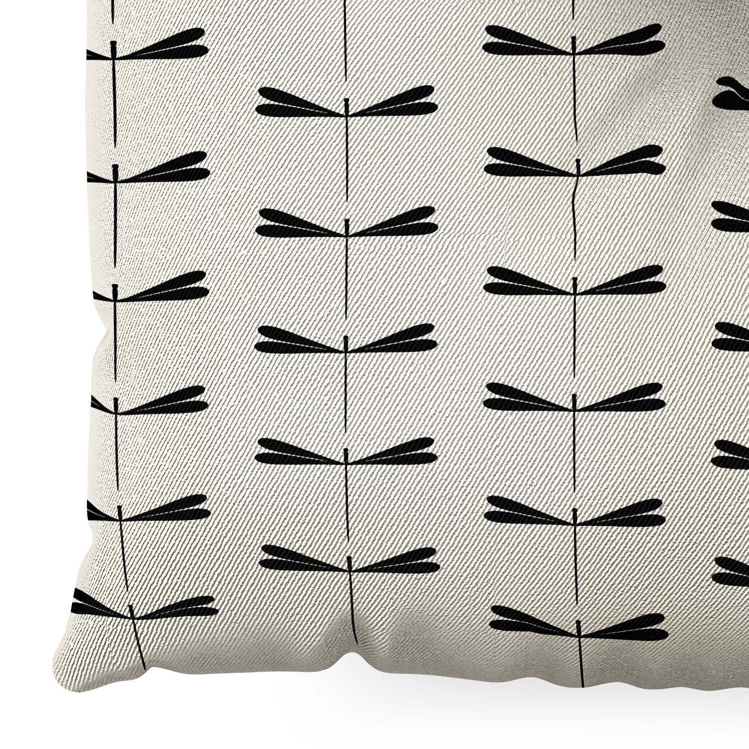 Colour Poems Dragonfly Pattern Black White Floor Pillow Square