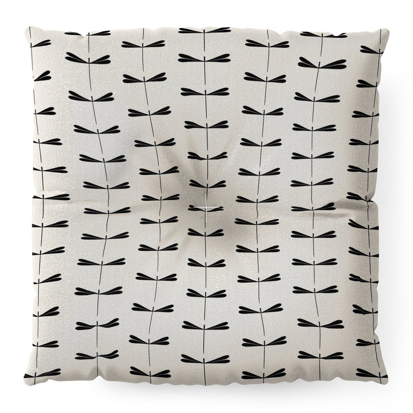 Colour Poems Dragonfly Pattern Black White Floor Pillow Square