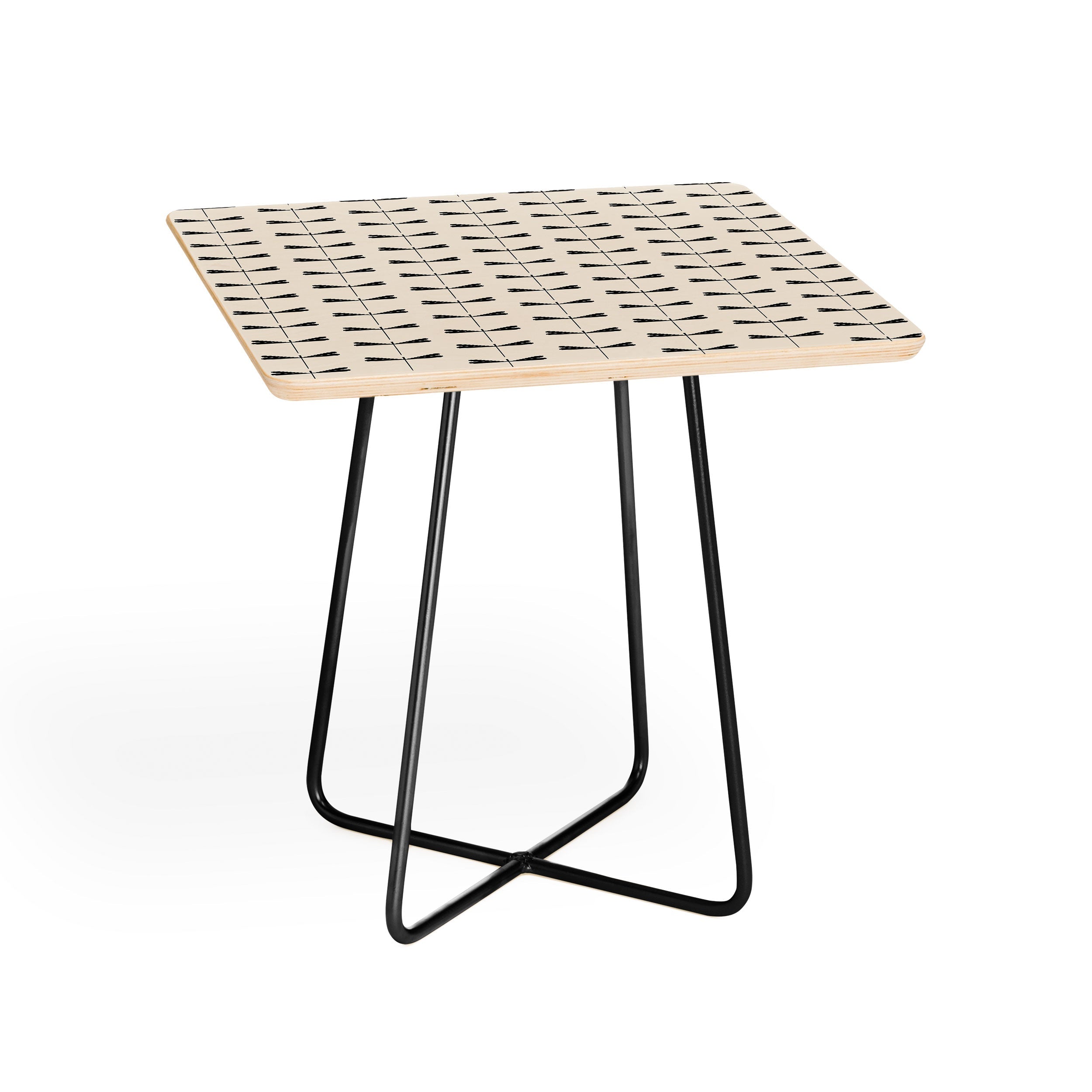Colour Poems Dragonfly Pattern Black White Side Table