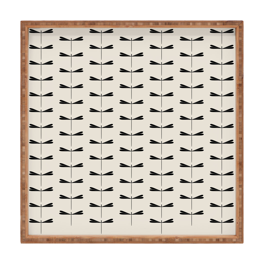Colour Poems Dragonfly Pattern Black White Square Tray