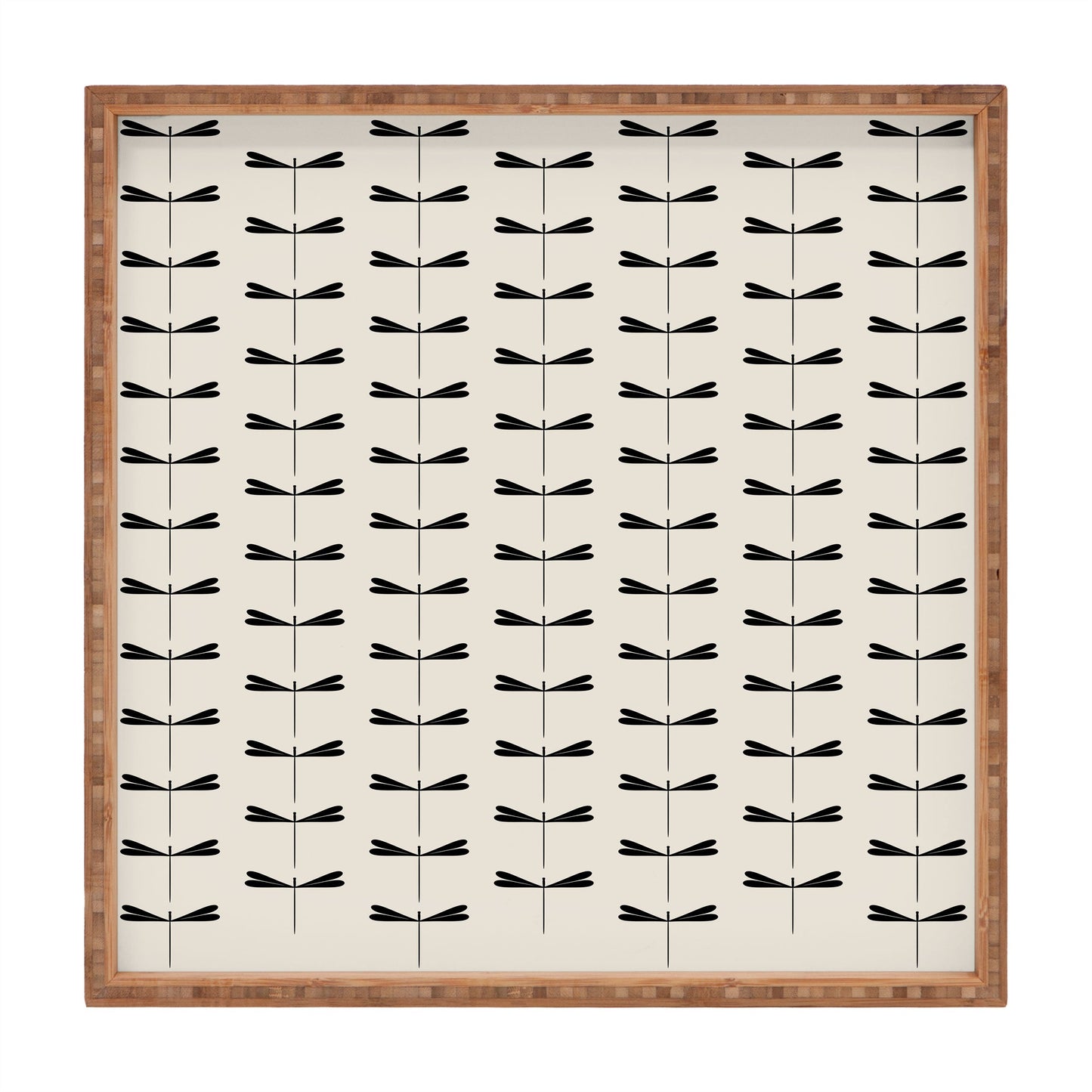 Colour Poems Dragonfly Pattern Black White Square Tray