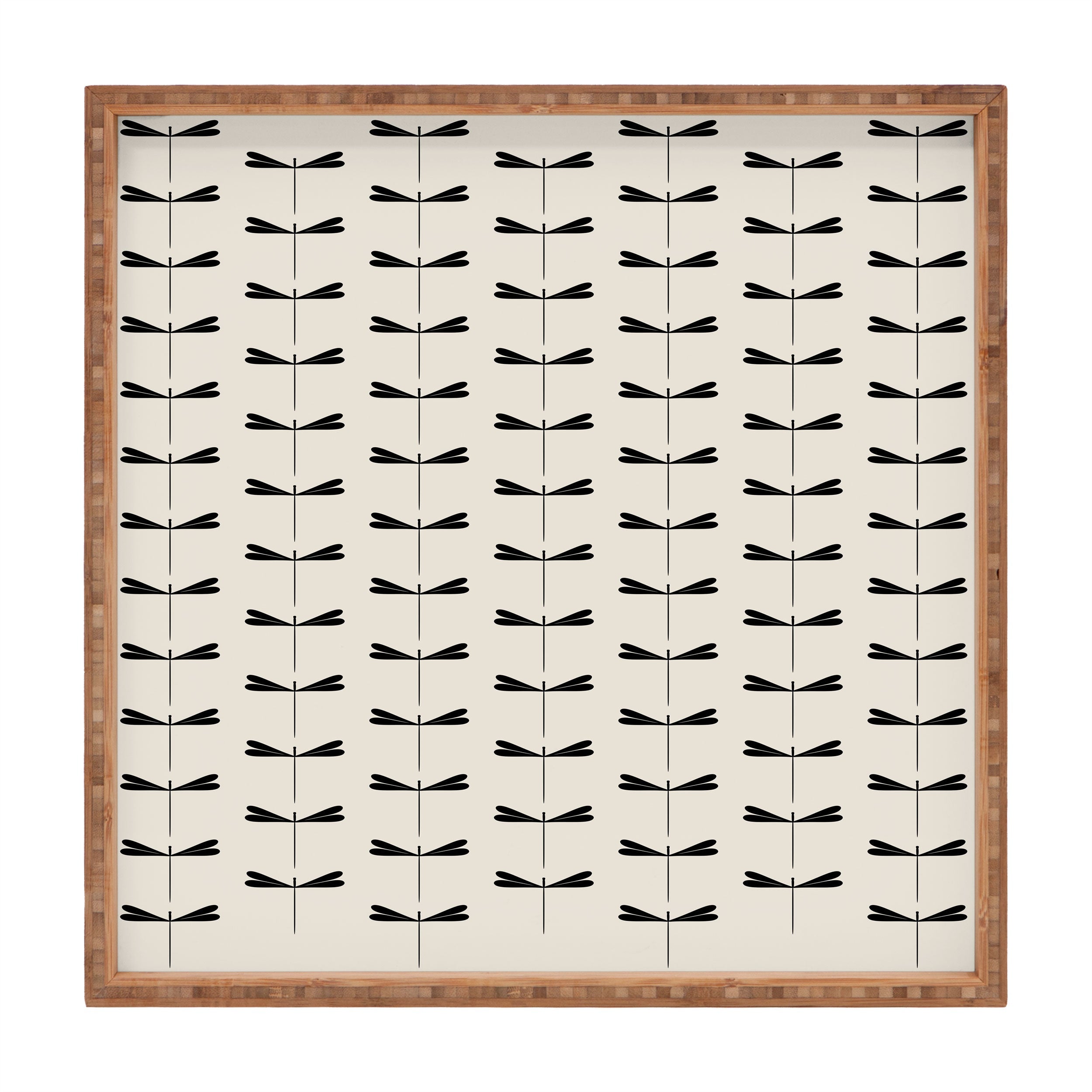 Colour Poems Dragonfly Pattern Black White Square Tray