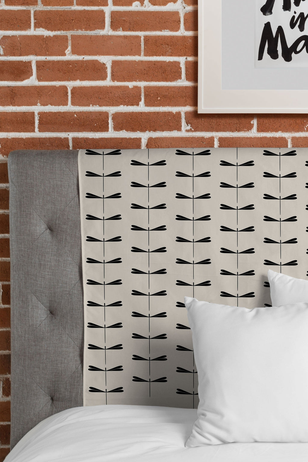 Colour Poems Dragonfly Pattern Black White Tapestry