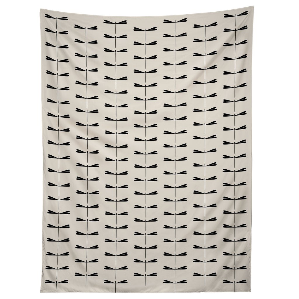 Colour Poems Dragonfly Pattern Black White Tapestry
