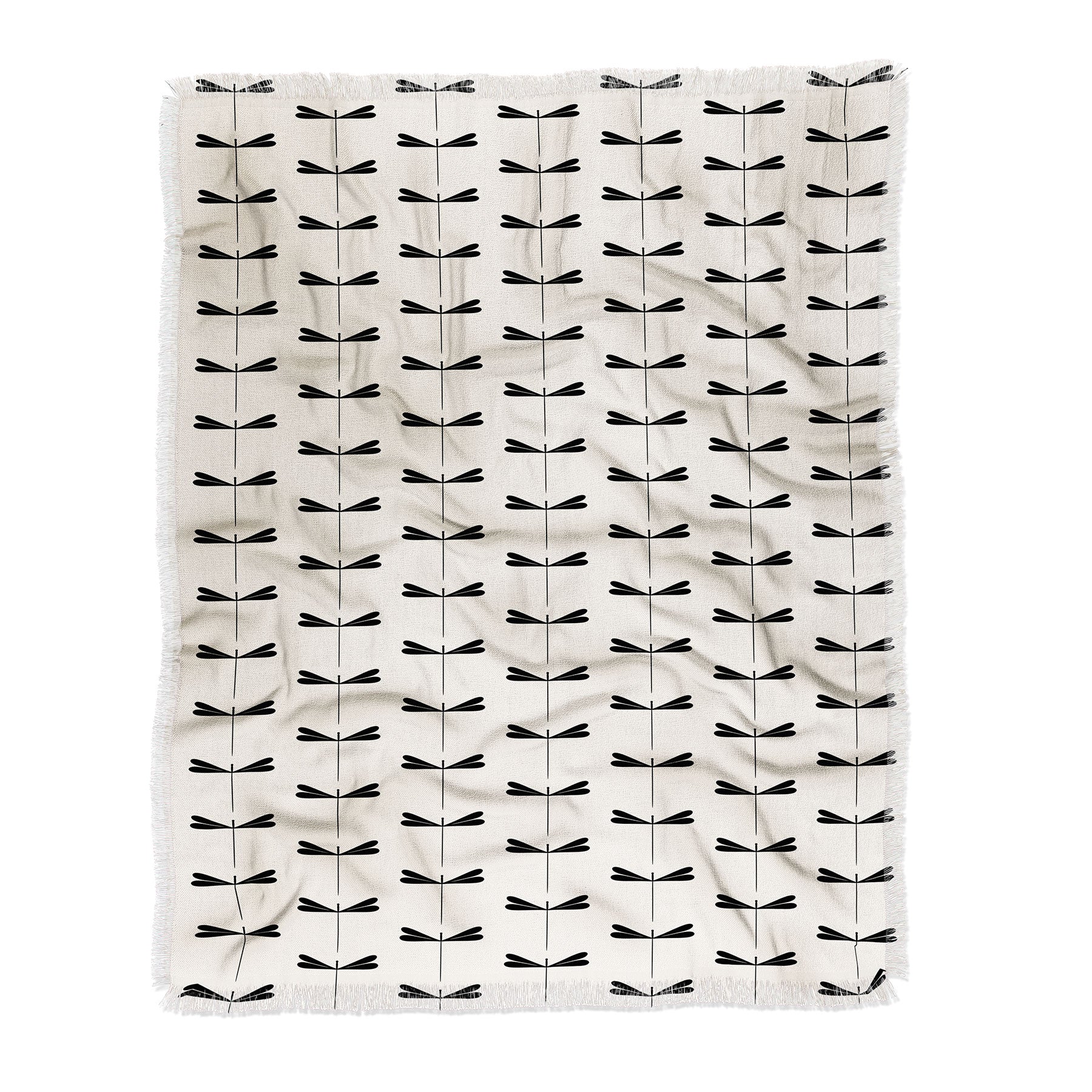 Colour Poems Dragonfly Pattern Black White Throw Blanket