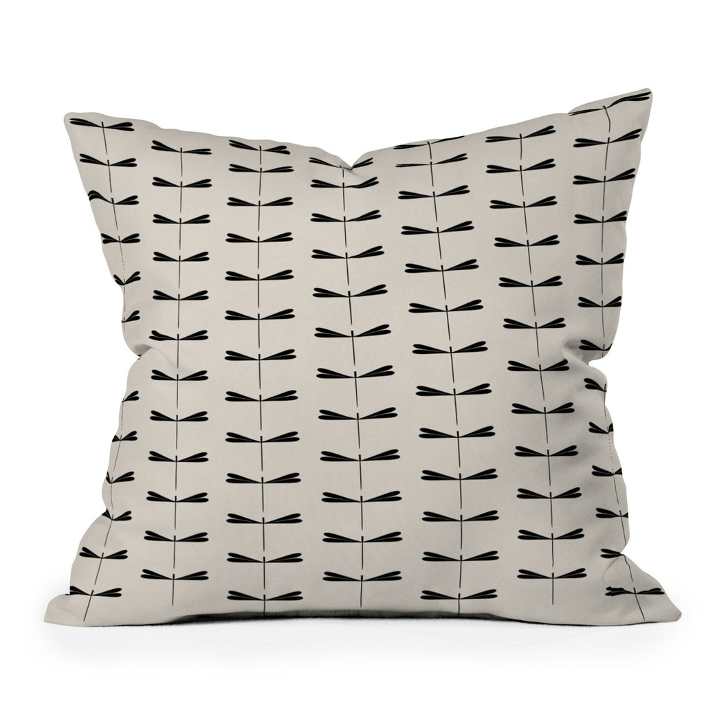 Colour Poems Dragonfly Pattern Black White Throw Pillow