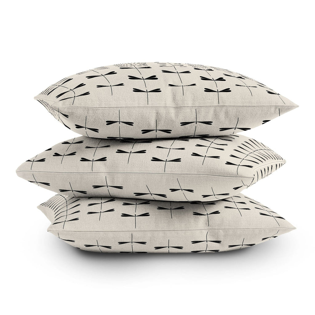 Colour Poems Dragonfly Pattern Black White Throw Pillow
