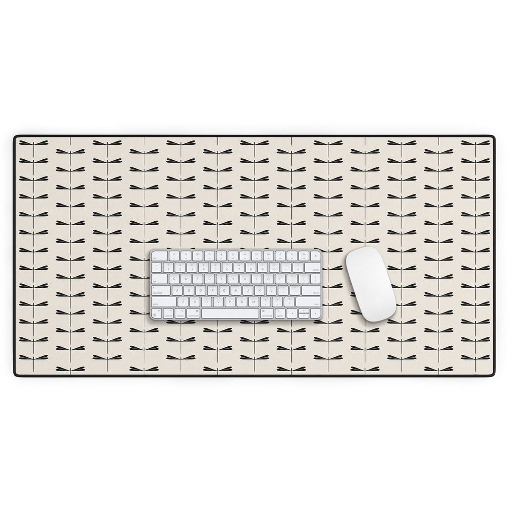 Colour Poems Dragonfly Pattern Black White Desk Mat