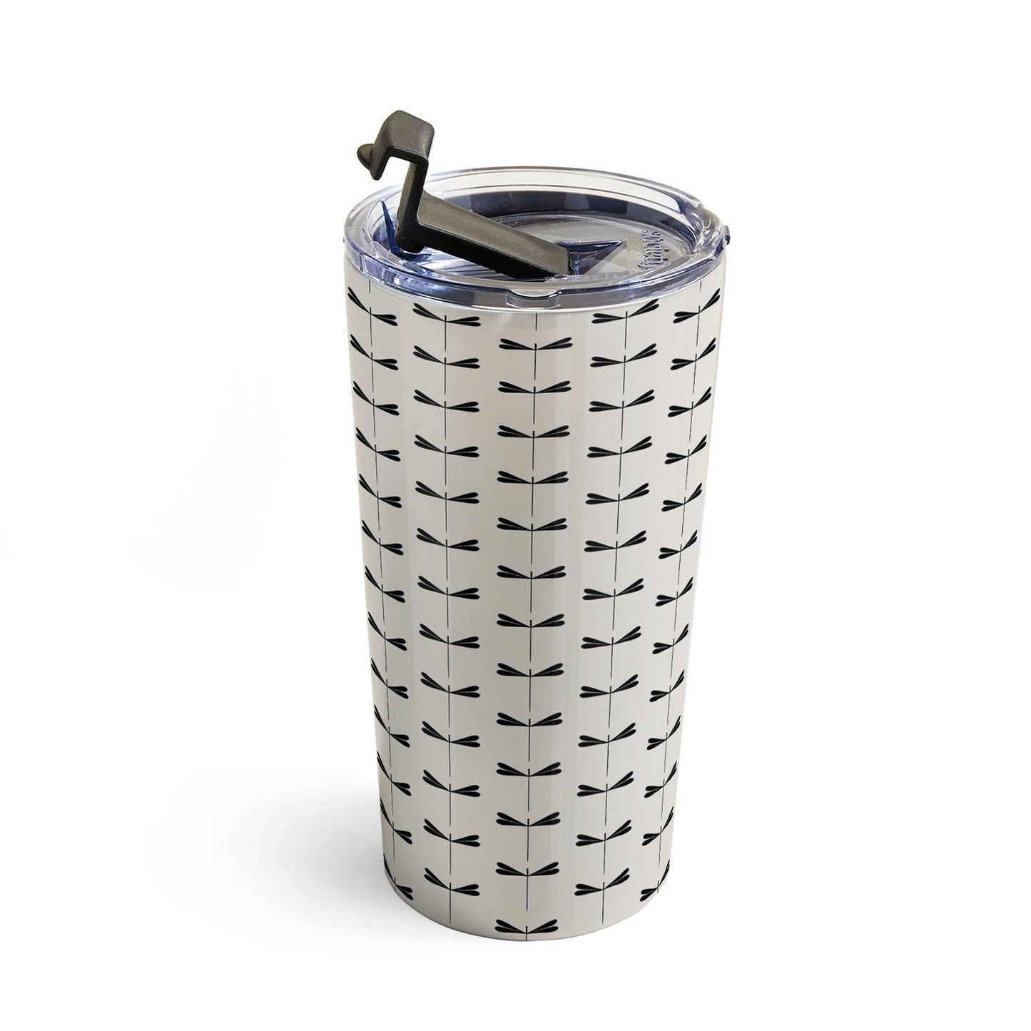 Colour Poems Dragonfly Pattern Black White Travel Mug