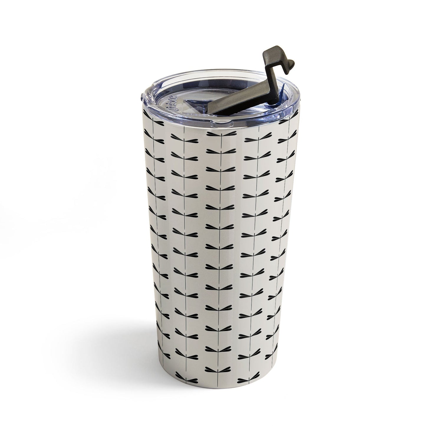 Colour Poems Dragonfly Pattern Black White Travel Mug