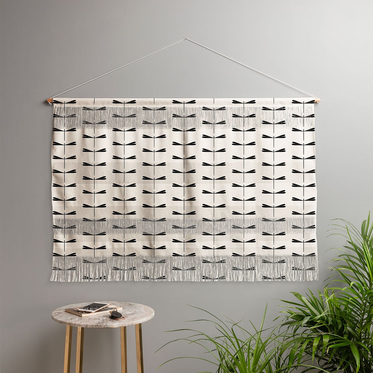 Colour Poems Dragonfly Pattern Black White Wall Hanging Landscape