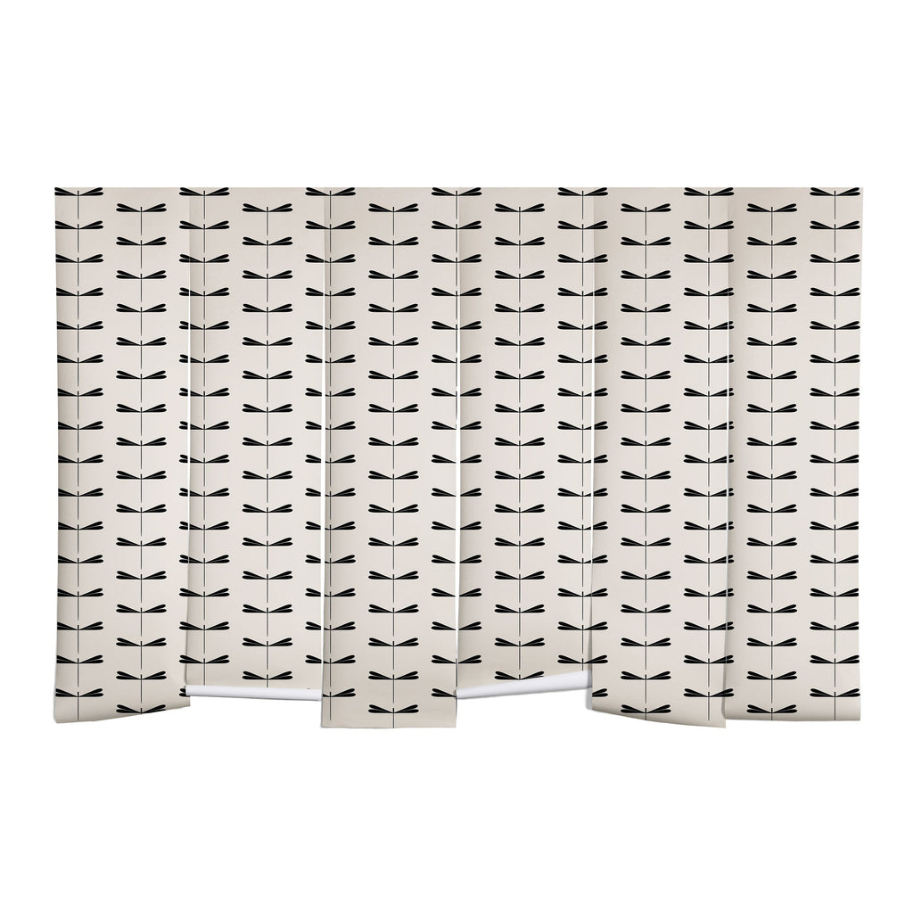 Colour Poems Dragonfly Pattern Black White Wall Mural