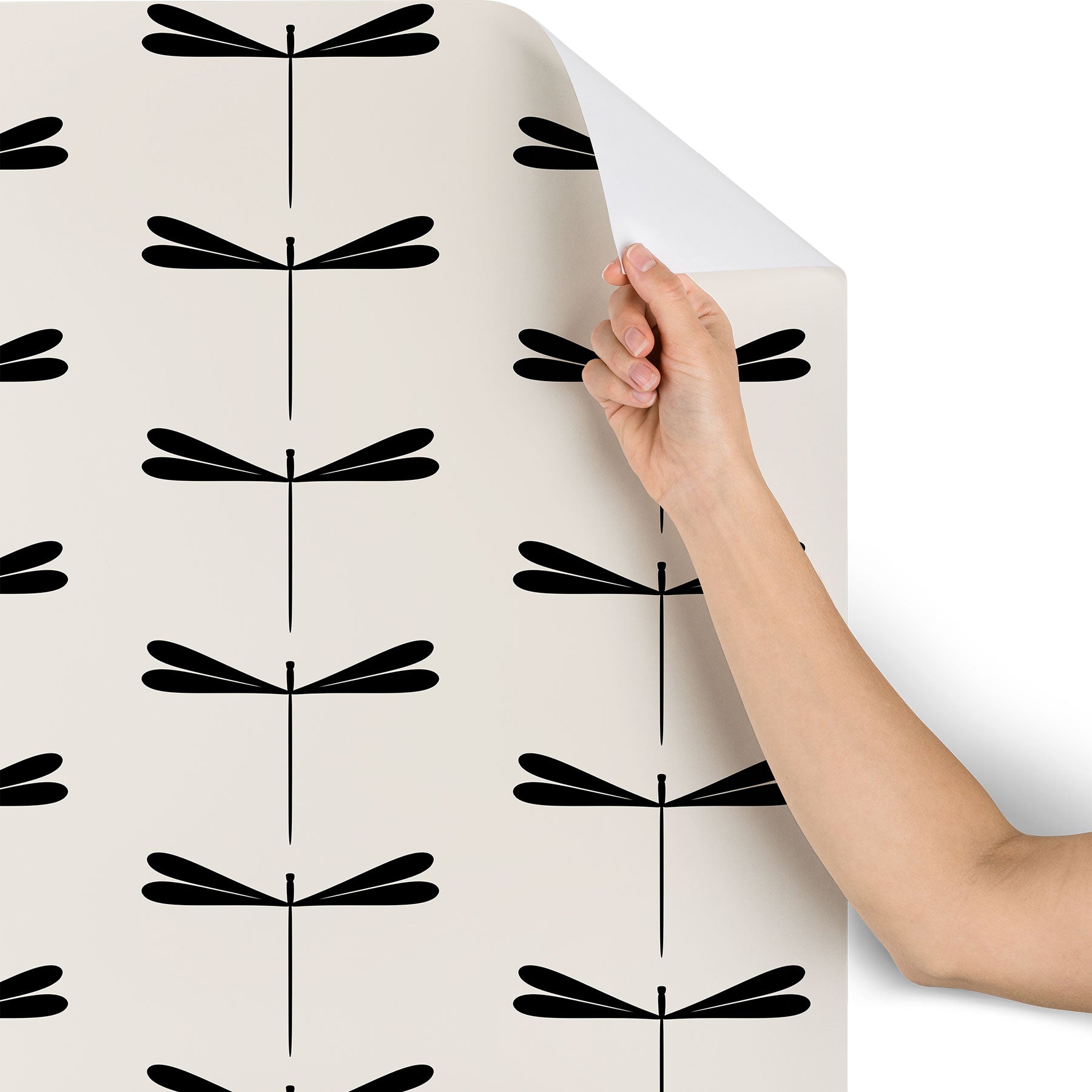 Colour Poems Dragonfly Pattern Black White Wallpaper