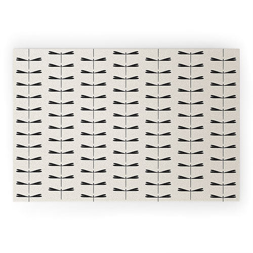 Colour Poems Dragonfly Pattern Black White Welcome Mat