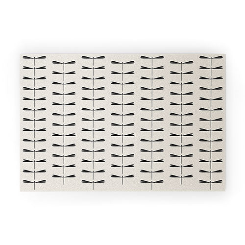 Colour Poems Dragonfly Pattern Black White Welcome Mat