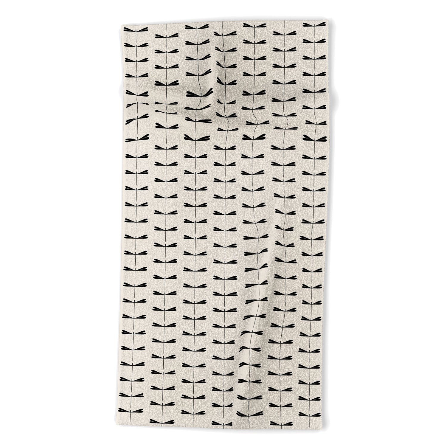 Colour Poems Dragonfly Pattern Black White Beach Towel