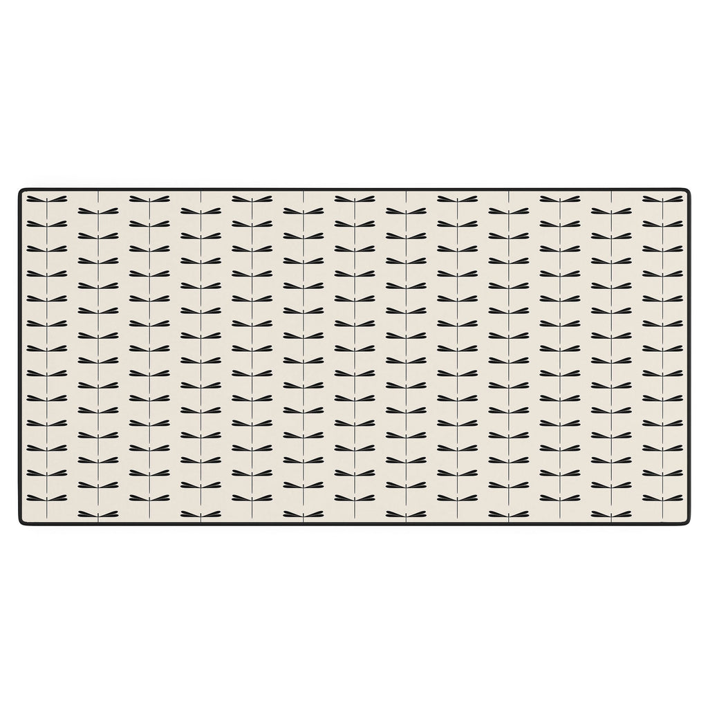 Colour Poems Dragonfly Pattern Black White Desk Mat
