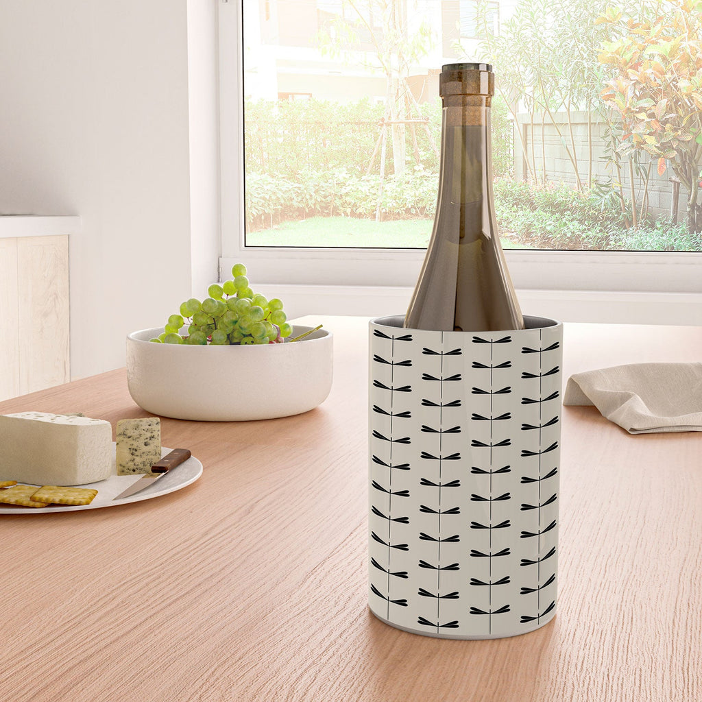 Colour Poems Dragonfly Pattern Black White Wine Chiller