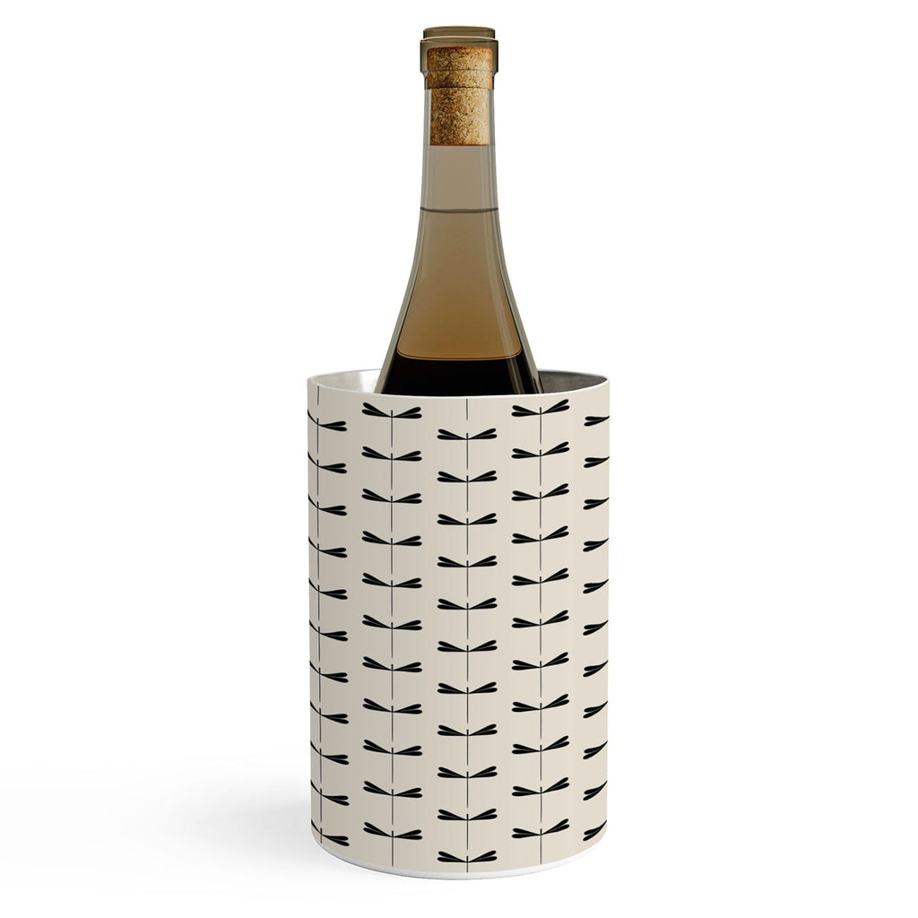 Colour Poems Dragonfly Pattern Black White Wine Chiller