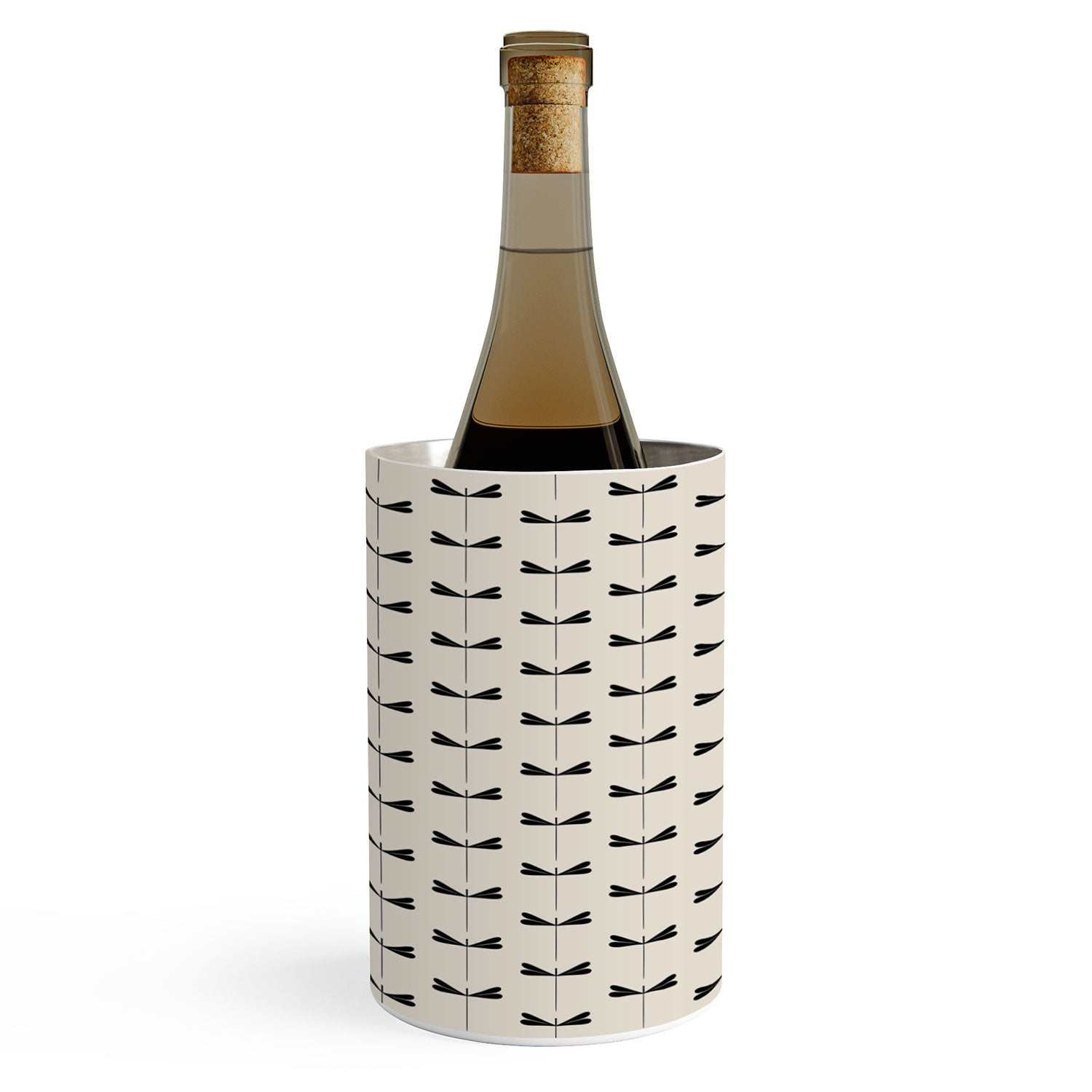 Colour Poems Dragonfly Pattern Black White Wine Chiller