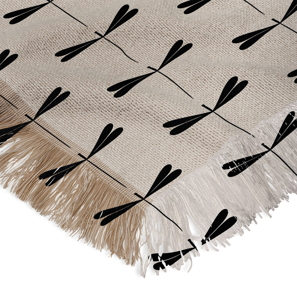Colour Poems Dragonfly Pattern Black White Throw Blanket