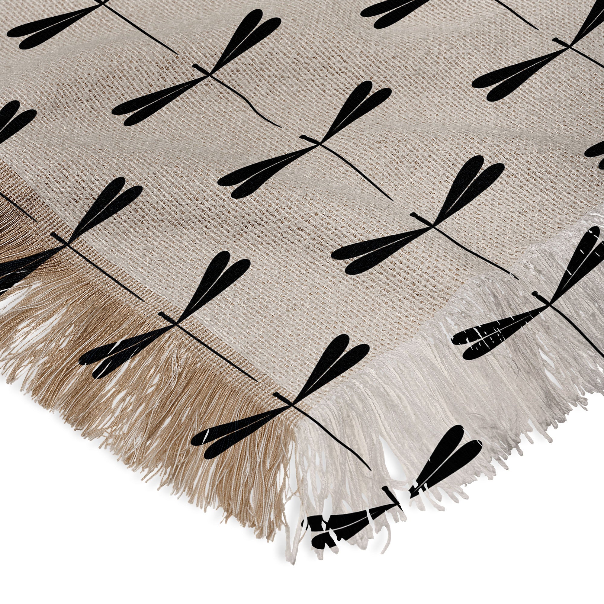 Colour Poems Dragonfly Pattern Black White Throw Blanket