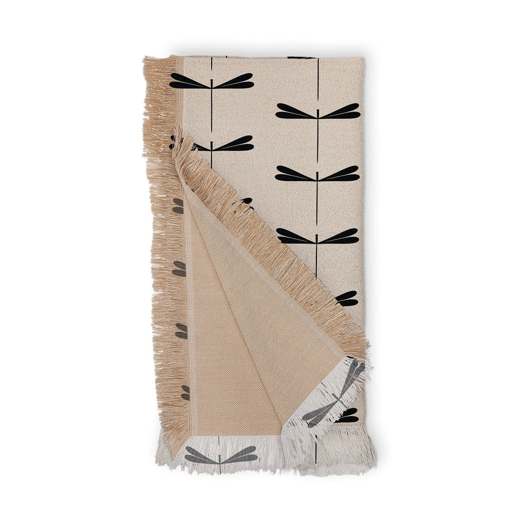 Colour Poems Dragonfly Pattern Black White Throw Blanket
