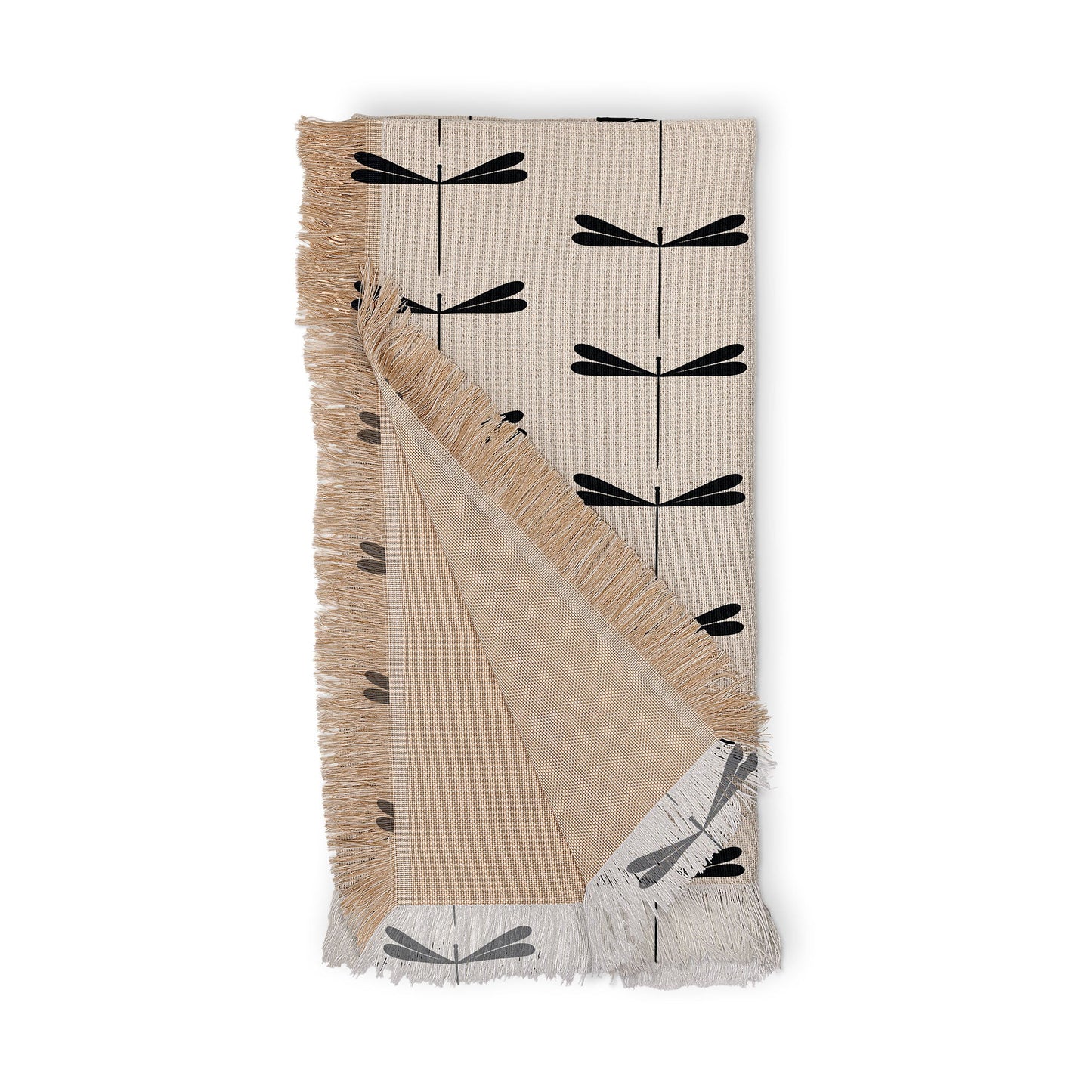 Colour Poems Dragonfly Pattern Black White Throw Blanket