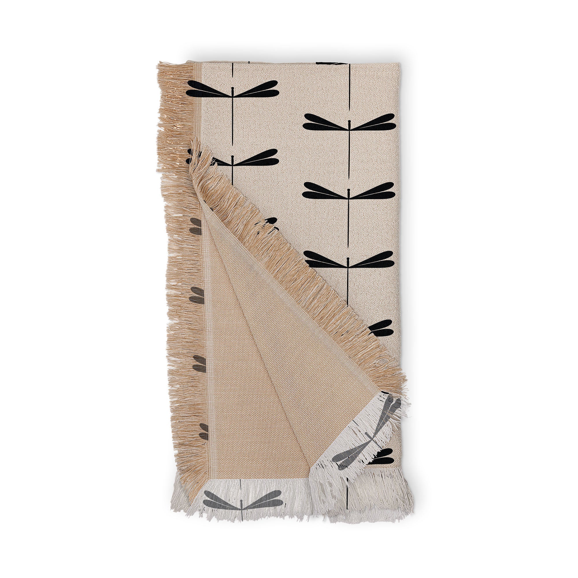 Colour Poems Dragonfly Pattern Black White Throw Blanket