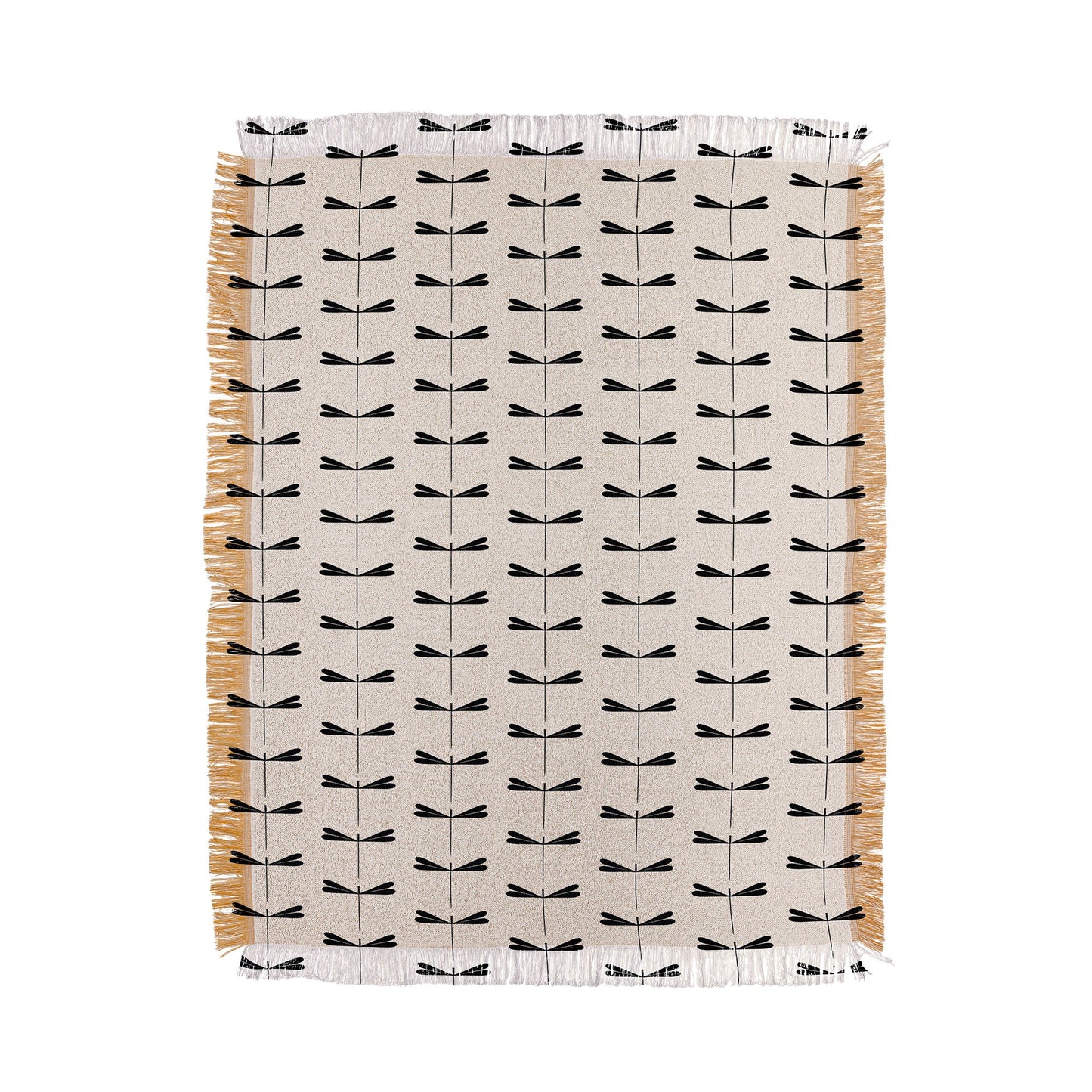 Colour Poems Dragonfly Pattern Black White Throw Blanket
