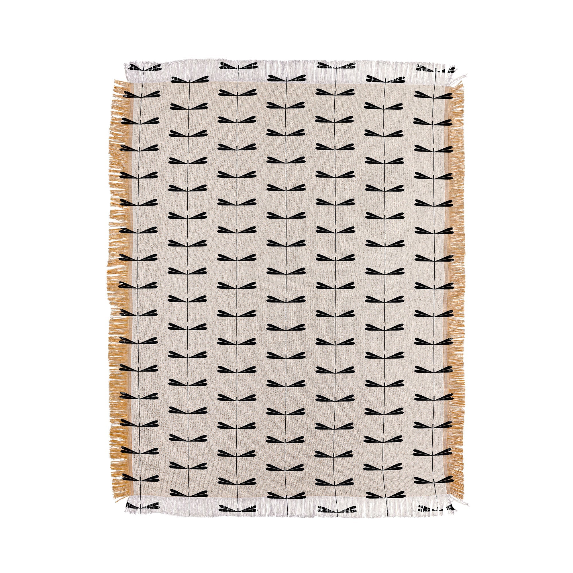 Colour Poems Dragonfly Pattern Black White Throw Blanket