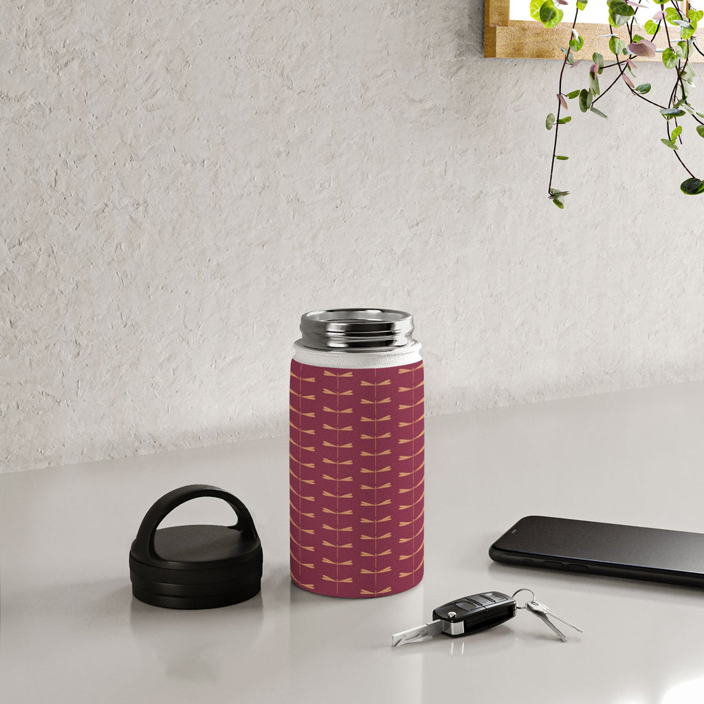 Colour Poems Dragonfly Pattern Mauve Water Bottle