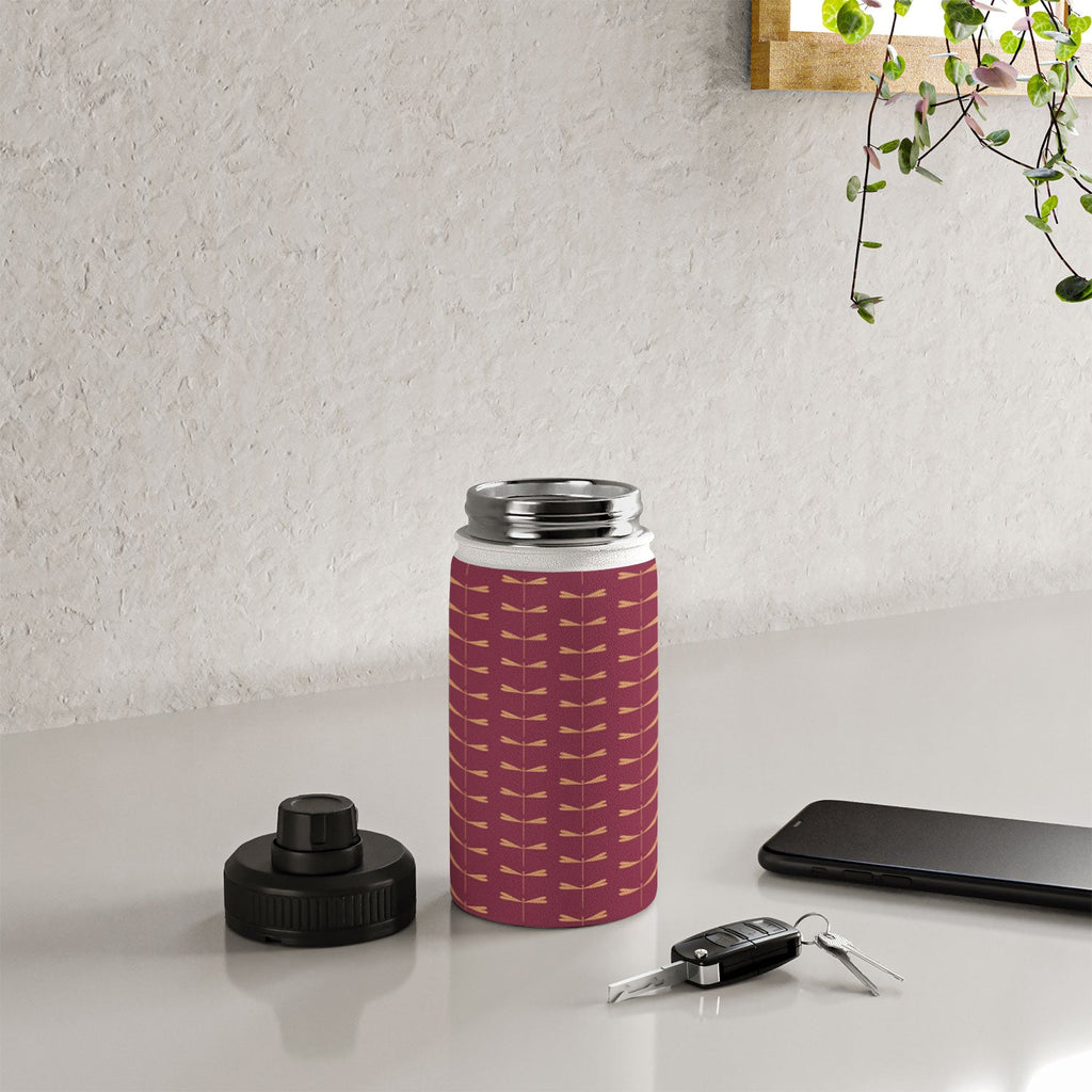 Colour Poems Dragonfly Pattern Mauve Water Bottle