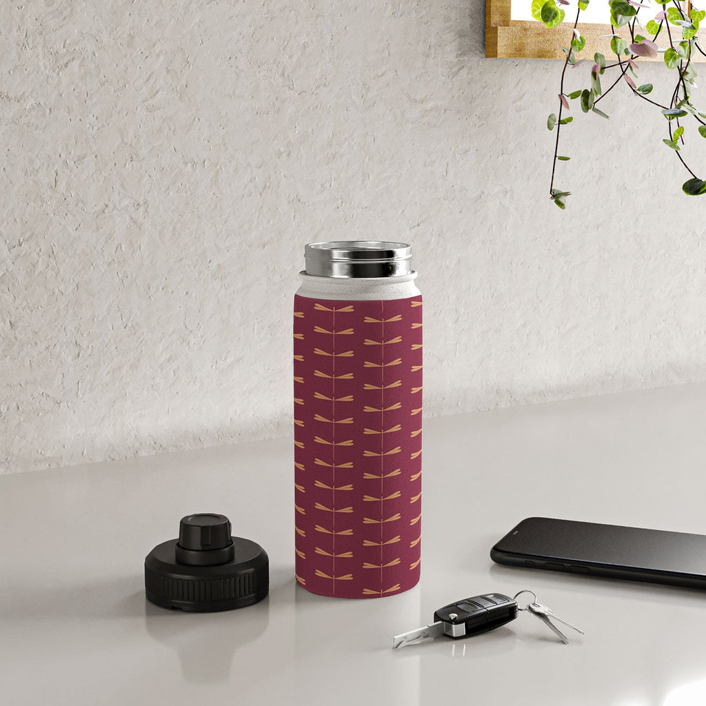 Colour Poems Dragonfly Pattern Mauve Water Bottle