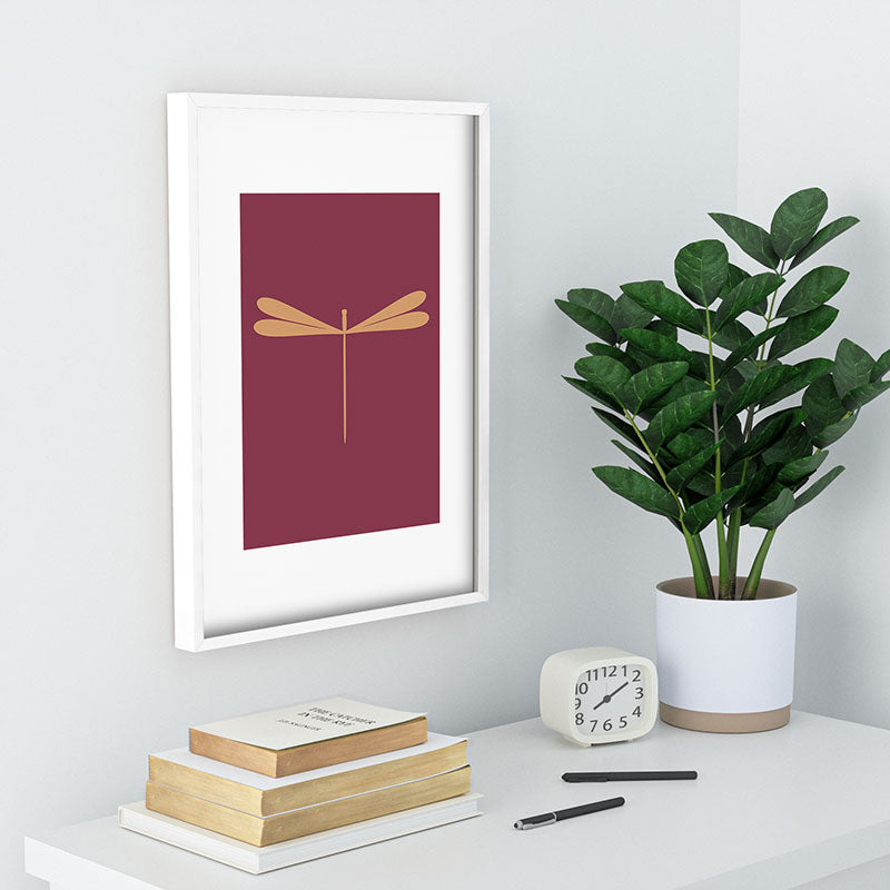 Colour Poems Dragonfly Pattern Mauve Recessed Framing Rectangle