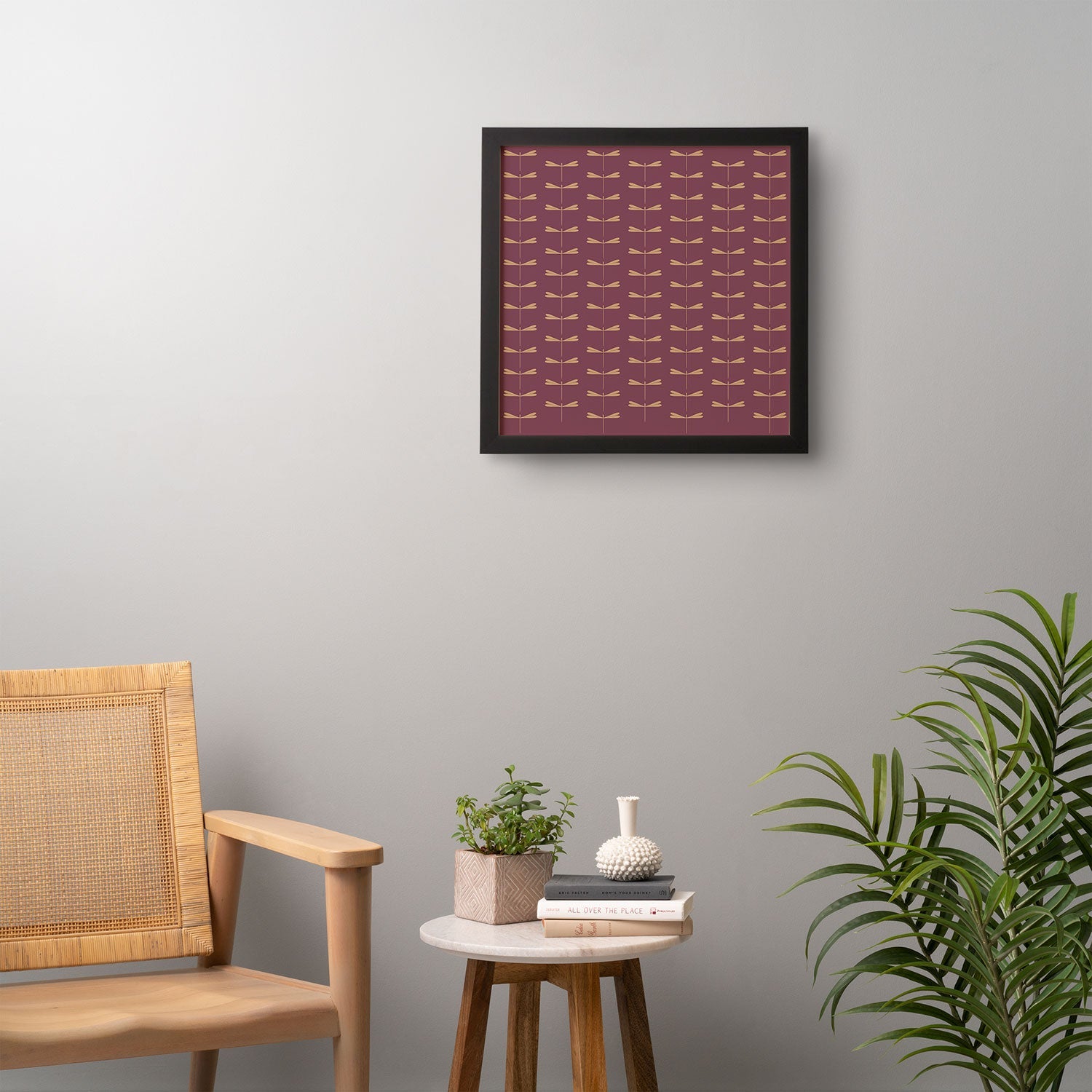Colour Poems Dragonfly Pattern Mauve Framed Wall Art