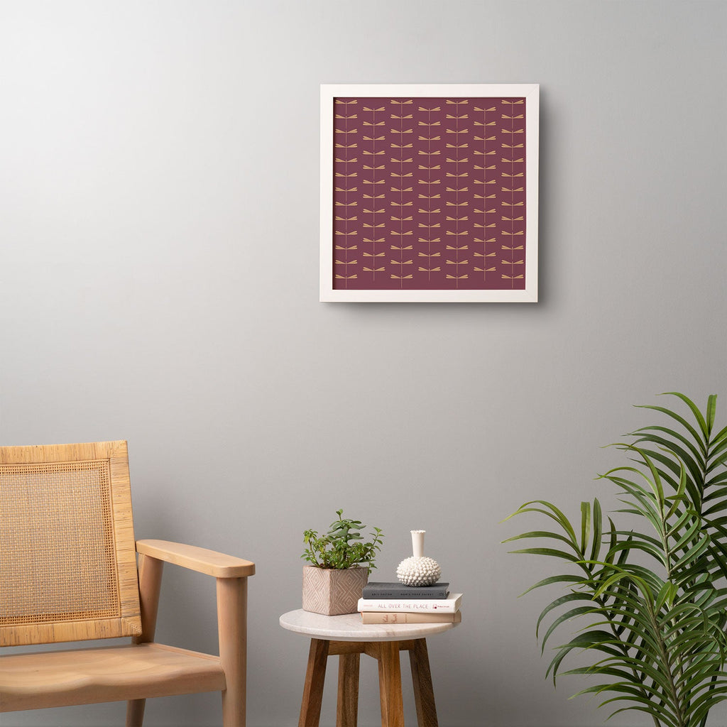 Colour Poems Dragonfly Pattern Mauve Framed Wall Art