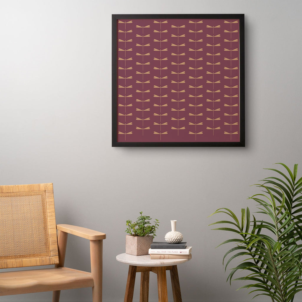 Colour Poems Dragonfly Pattern Mauve Framed Wall Art