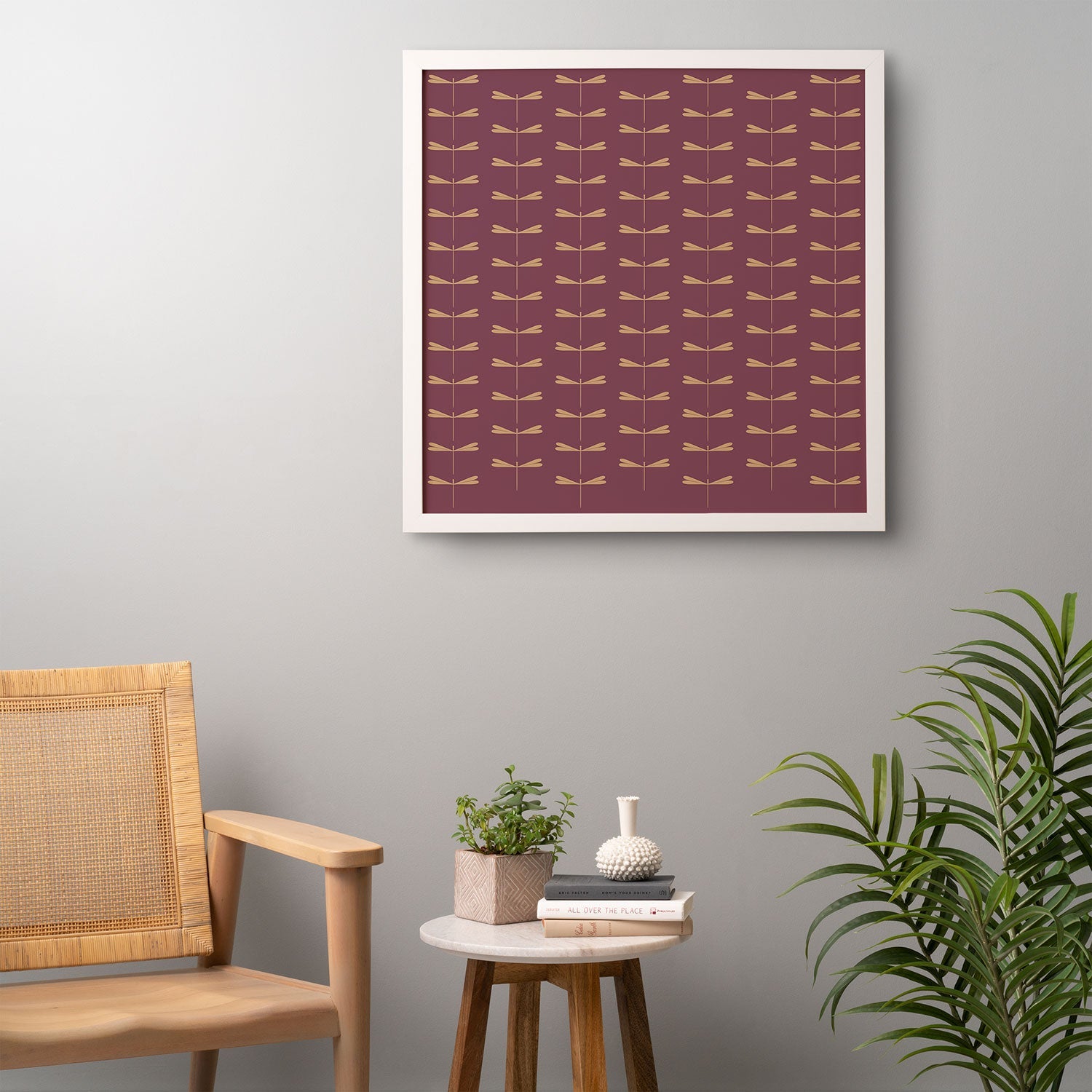 Colour Poems Dragonfly Pattern Mauve Framed Wall Art
