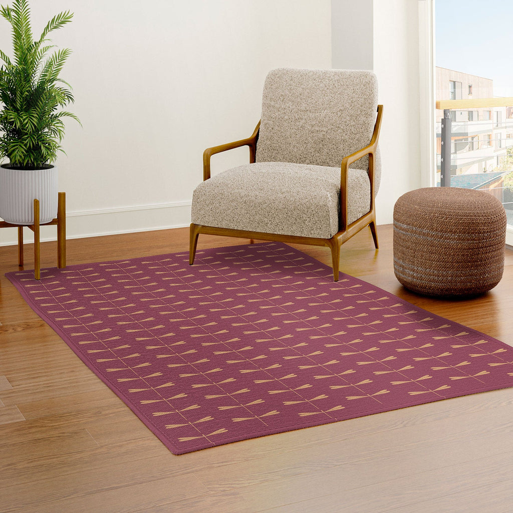 Colour Poems Dragonfly Pattern Mauve Area Rug