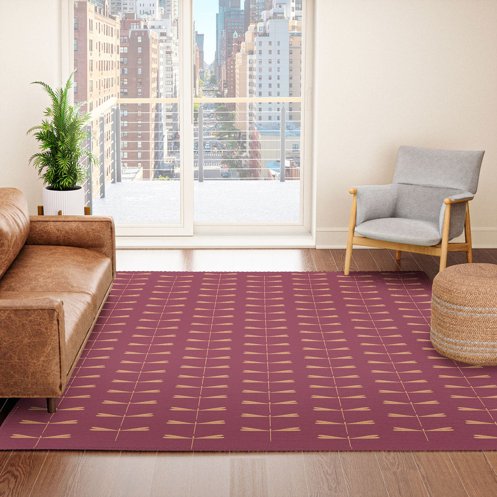 Colour Poems Dragonfly Pattern Mauve Area Rug