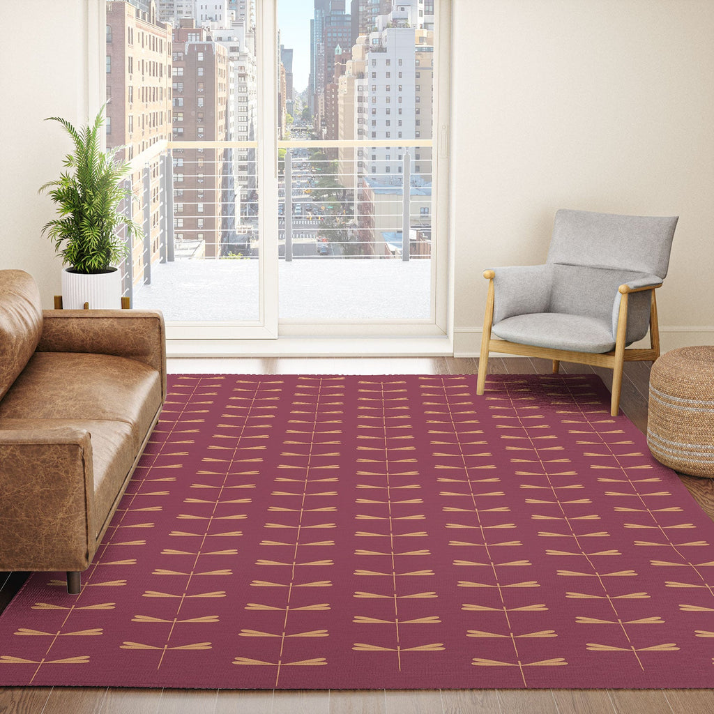 Colour Poems Dragonfly Pattern Mauve Area Rug