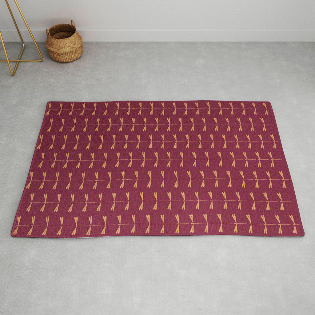 Colour Poems Dragonfly Pattern Mauve Area Rug