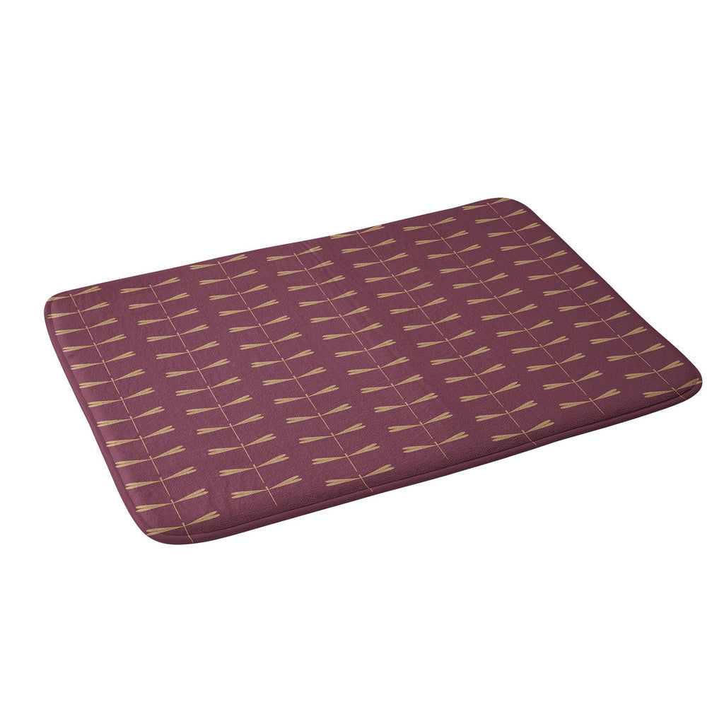 Colour Poems Dragonfly Pattern Mauve Memory Foam Bath Mat