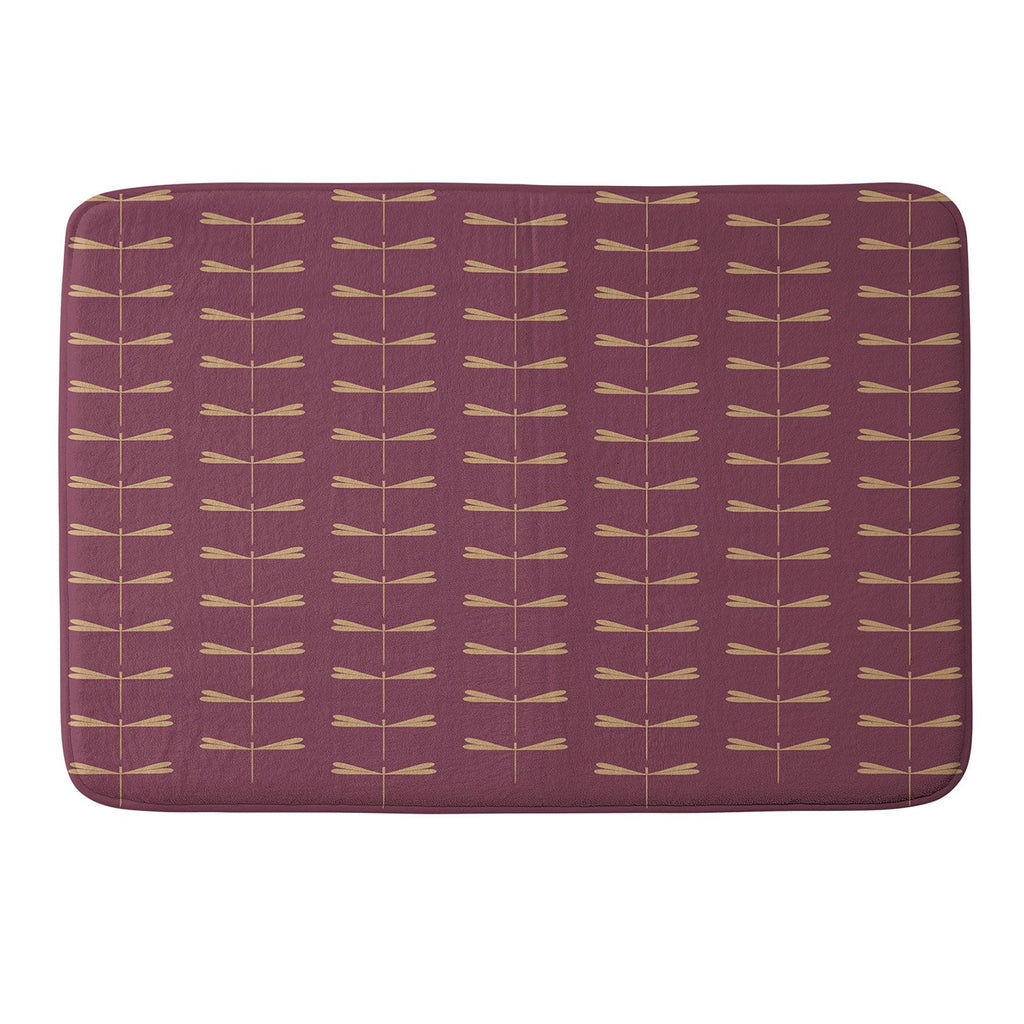 Colour Poems Dragonfly Pattern Mauve Memory Foam Bath Mat
